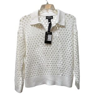Oliver. O Knit Polo Pointelle Sweater Size Medium NWT